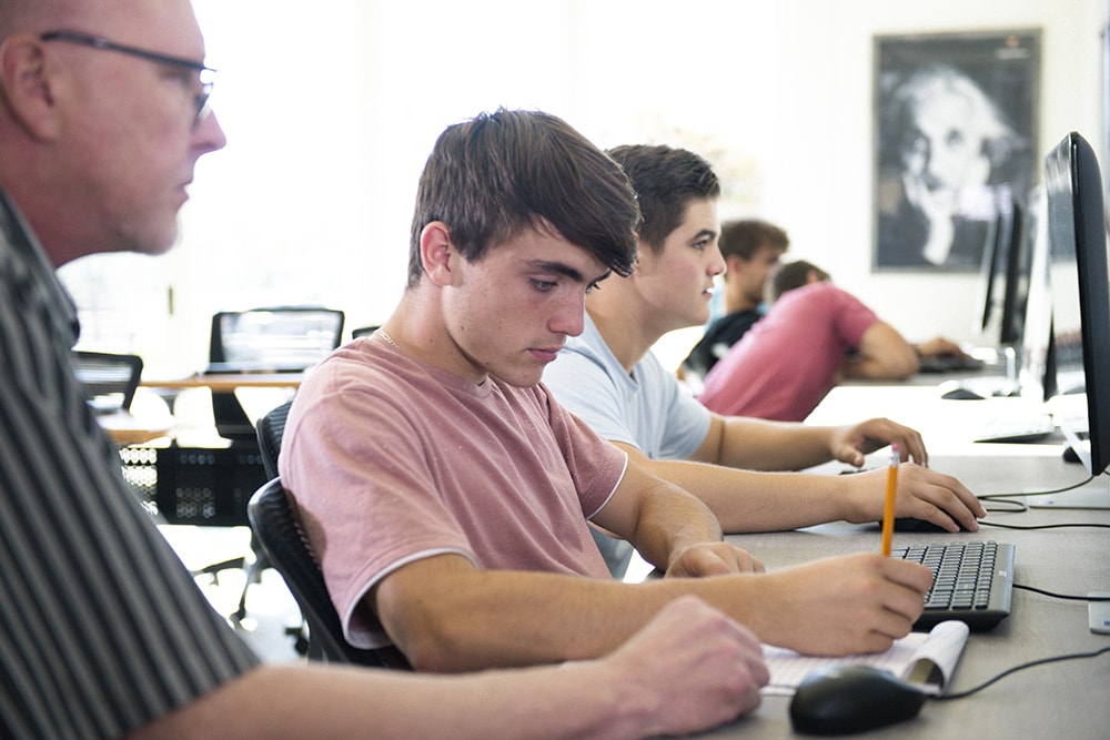 Teens learning in the classroom