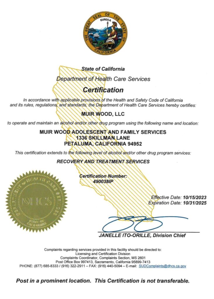 DHCS Certification for 