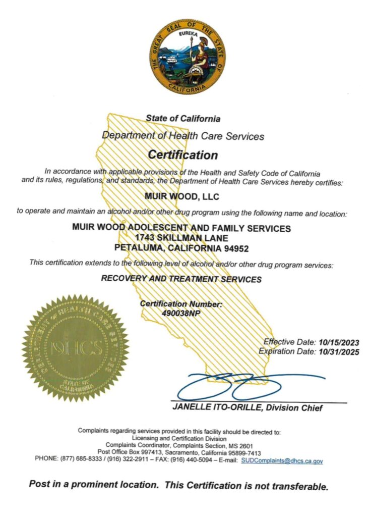 DHCS Certification for 