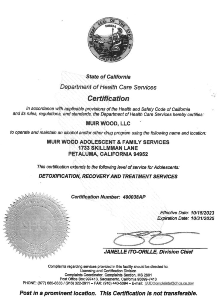 DHCS Certification for 