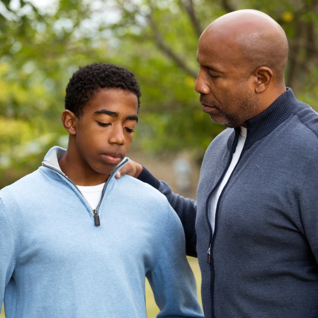Parent talking to teen about substance abuse